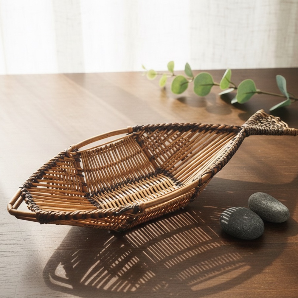 Large Vintage Wicker Fish Basket